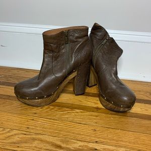 Olive Genuine Leather Booties